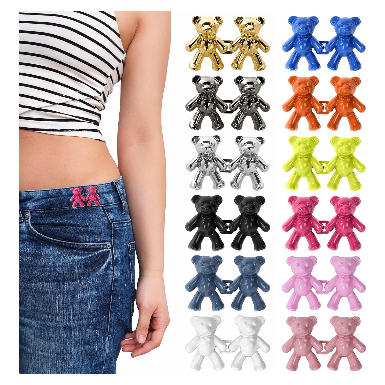 12 Botones de Jeans con Diseño de Oso - HOTUT - Multicolor