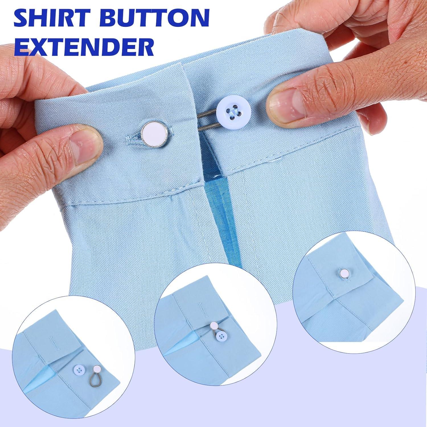 18 Extensores de Cuello de Camisa TIESOME - Negro, Blanco, Plata