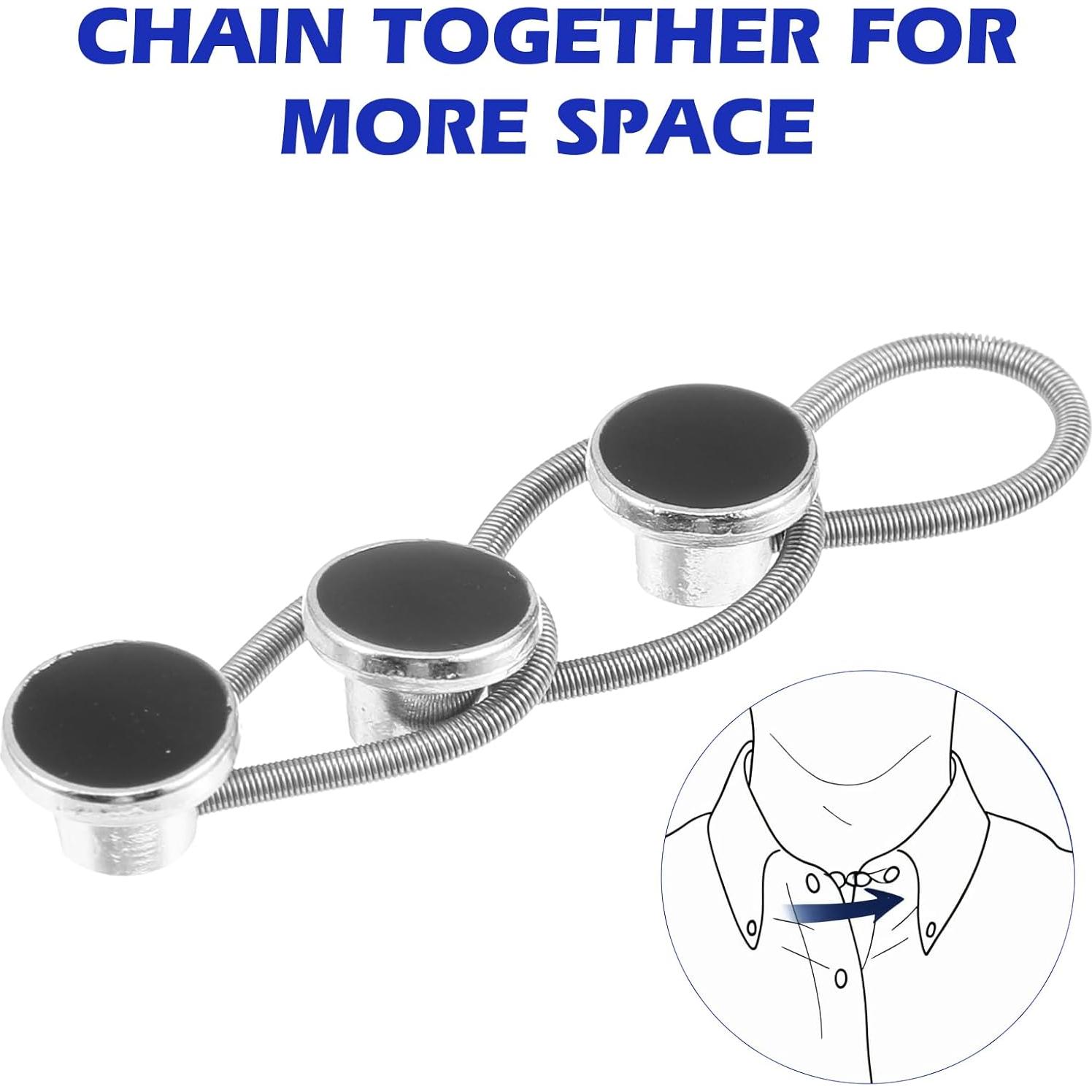 18 Extensores de Cuello de Camisa TIESOME - Negro, Blanco, Plata