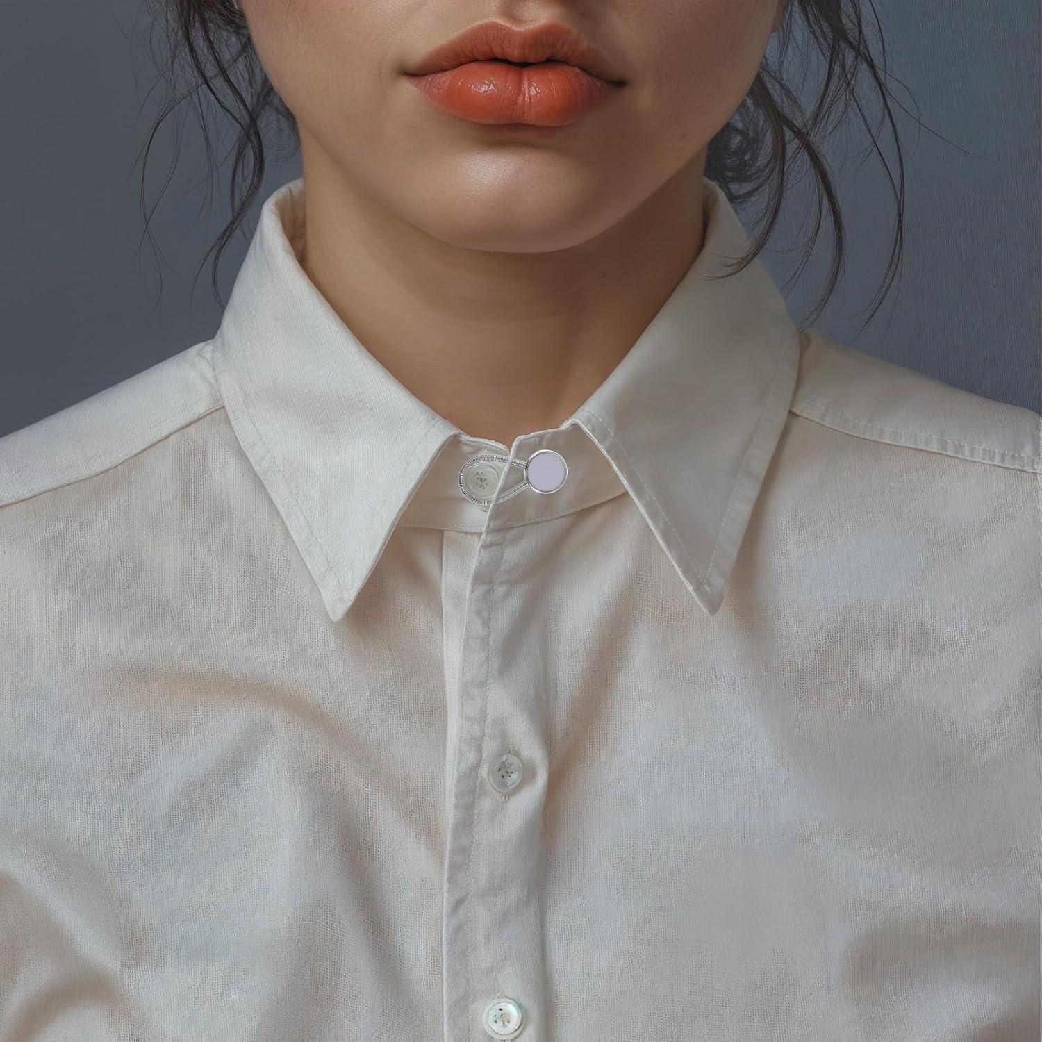 18 Extensores de Cuello de Camisa TIESOME - Negro, Blanco, Plata