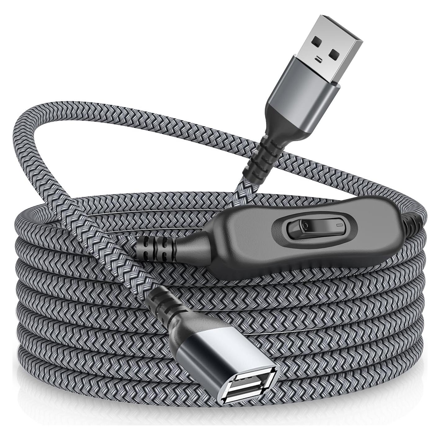 Cable de Extensión USB Ruxely 2M con Interruptor On/Off