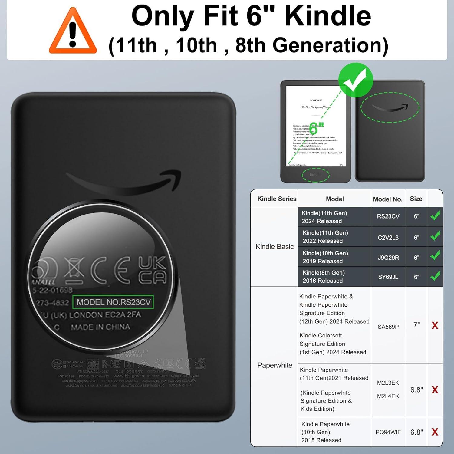 Funda MoKo para Kindle 2024/2022/2019/2016, flores