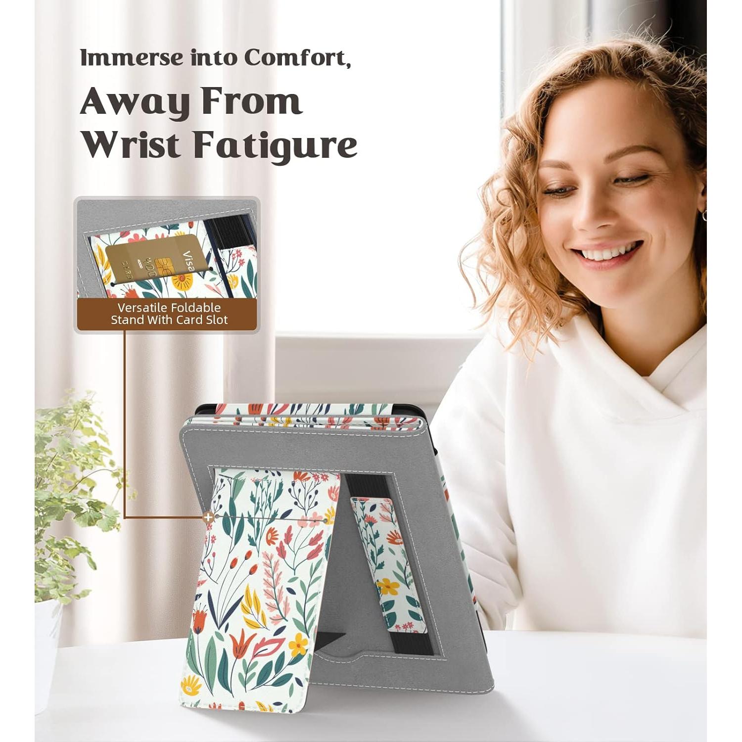 Funda MoKo para Kindle 2024/2022/2019/2016, flores