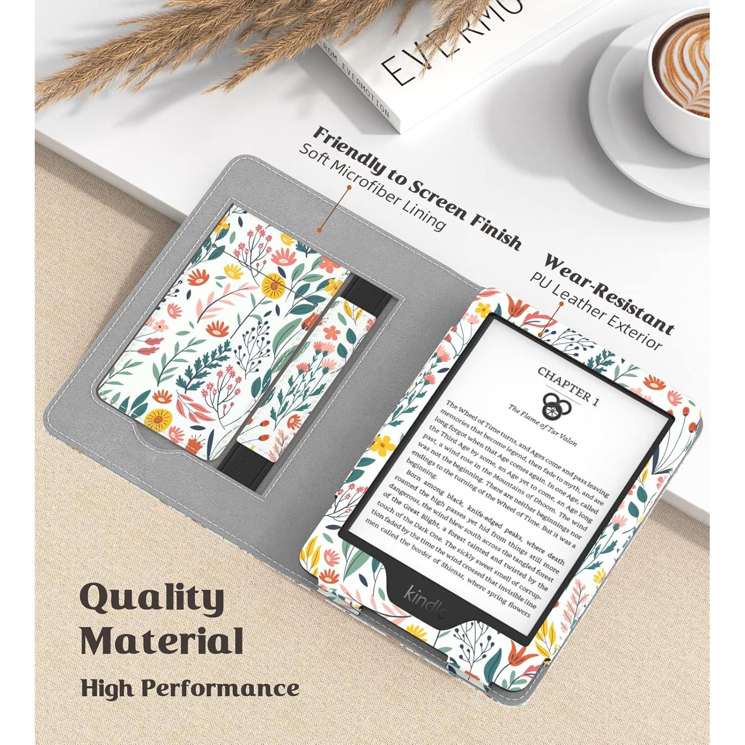 Funda MoKo para Kindle 2024/2022/2019/2016, flores