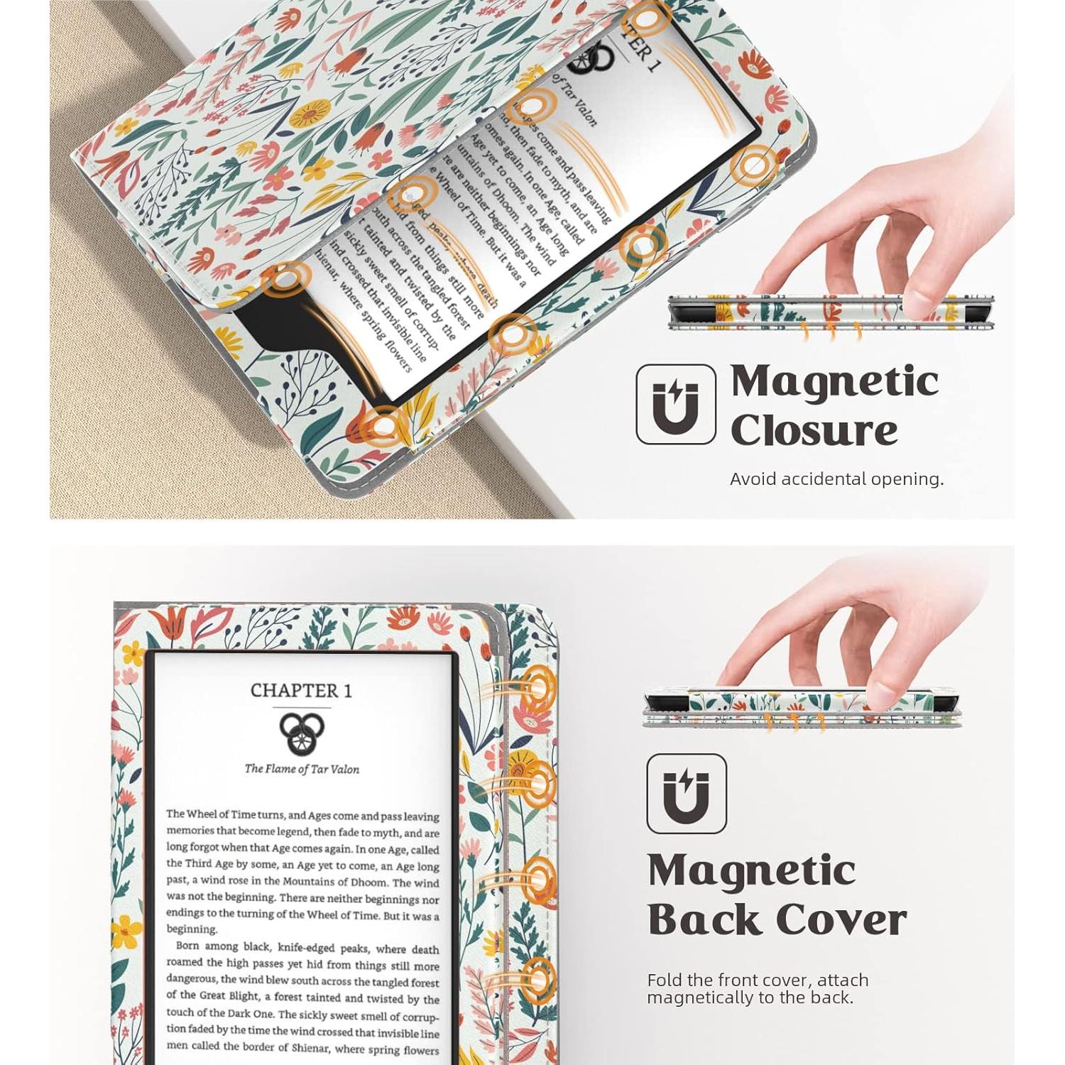 Funda MoKo para Kindle 2024/2022/2019/2016, flores
