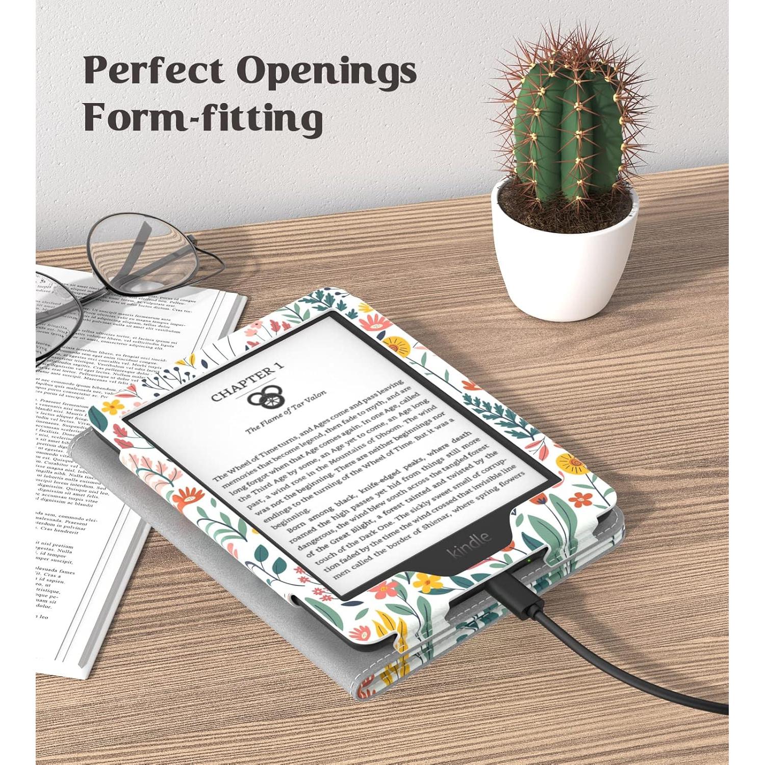 Funda MoKo para Kindle 2024/2022/2019/2016, flores
