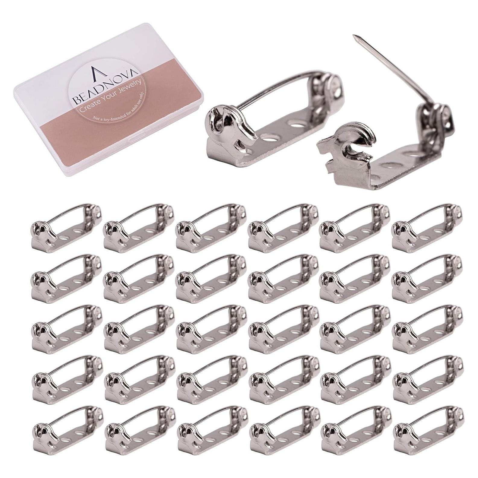 Alfileres de Broche BEADNOVA Plateados con Cierre Seguro 100pcs