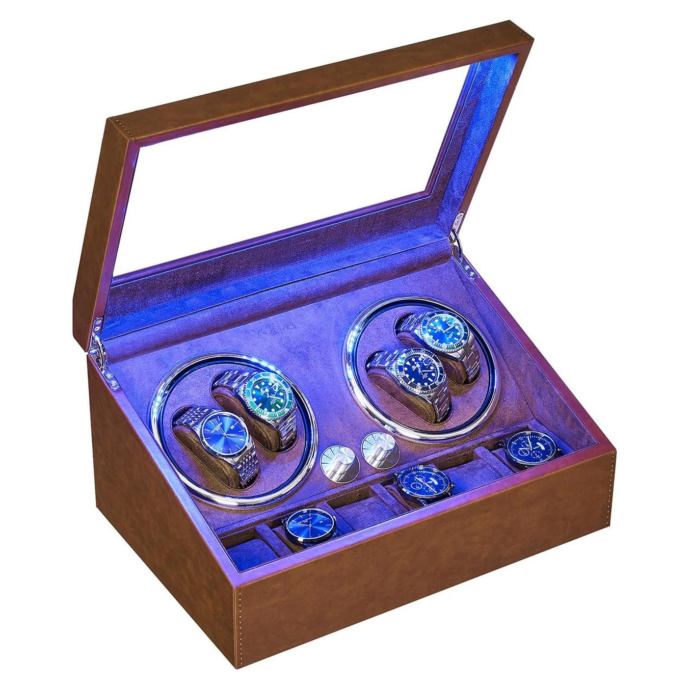 Cargador de Relojes ANWBROAD 4+6 con Luz LED y Motor Silencioso