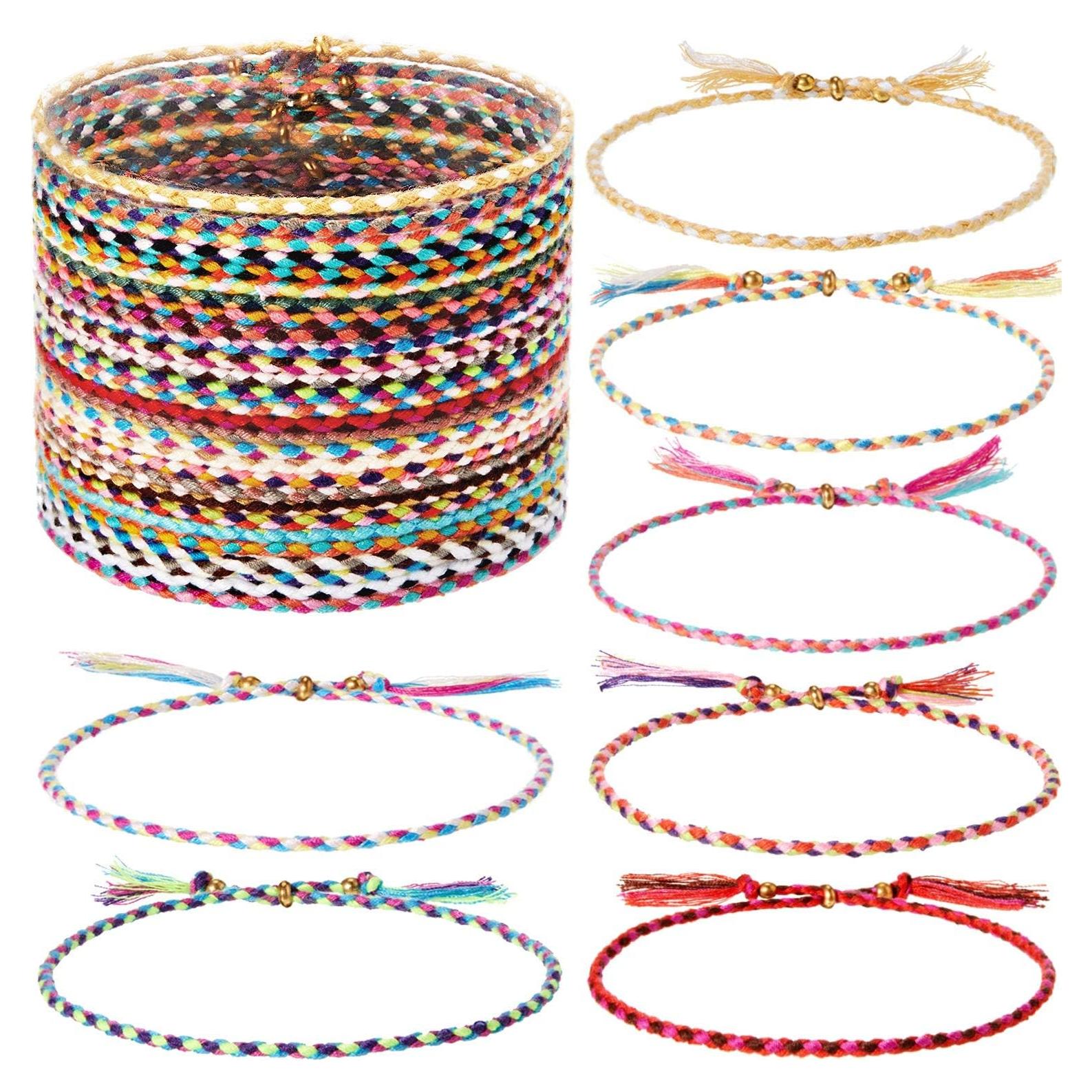 Hicarer 28 Pulseras de Amistad Tejidas Ajustables Multicolores
