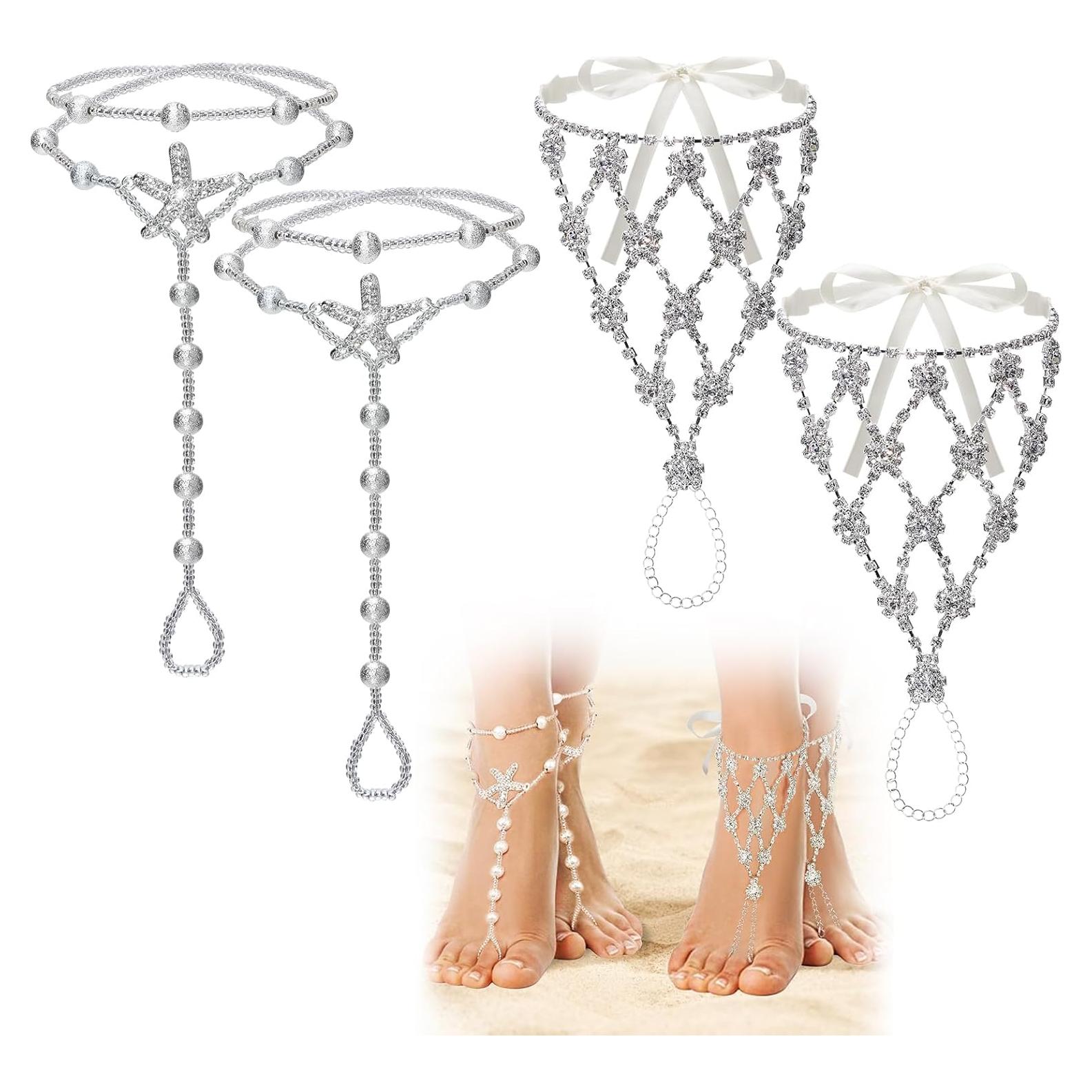 Sandalias Descalzas de Playa Cosweet con Cadena de Estrella de Mar