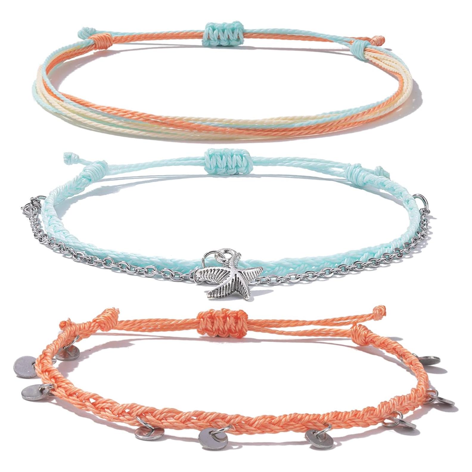 Pulseras de tobillo Boho impermeables con encanto de estrella de mar