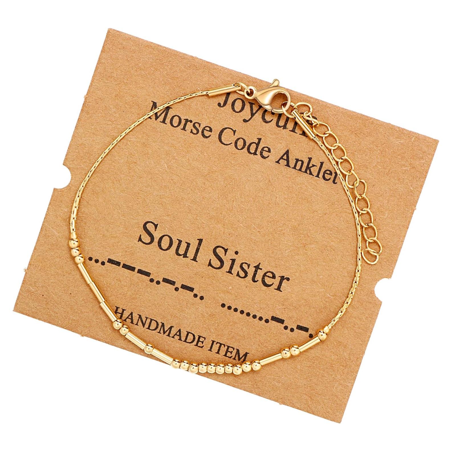 Pulsera de Tobillo JoycuFF Código Morse Ajustable Oro