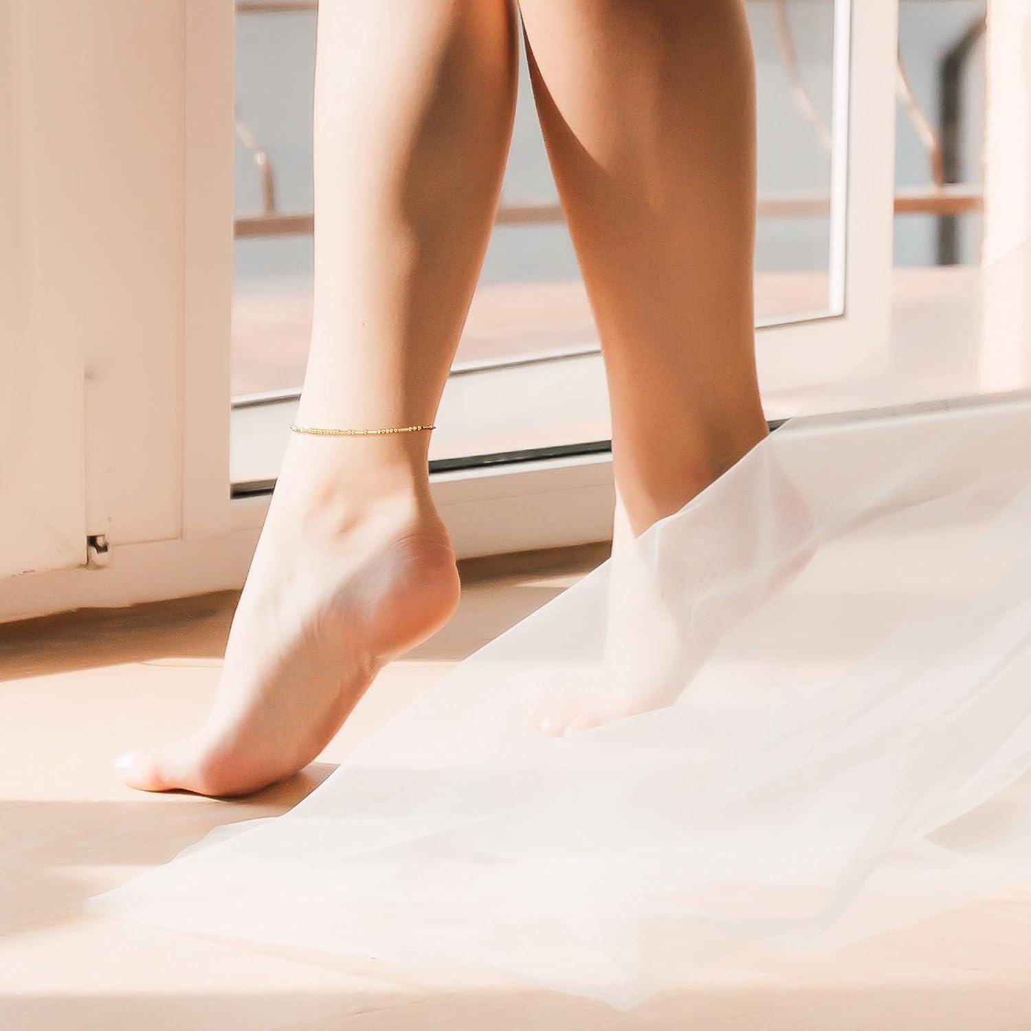 Pulsera de Tobillo JoycuFF Código Morse Ajustable Oro