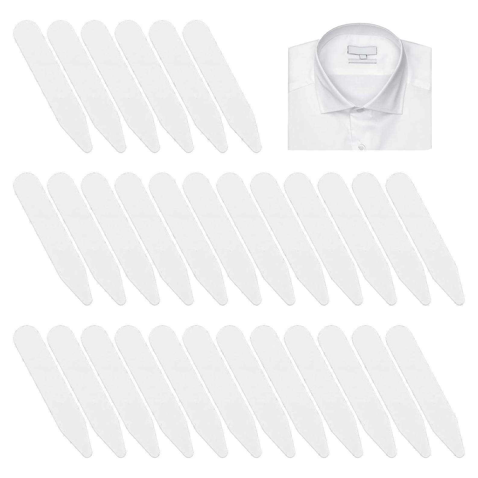 30 Soportes de Cuello de Plástico Blanco para Camisas de Hombre