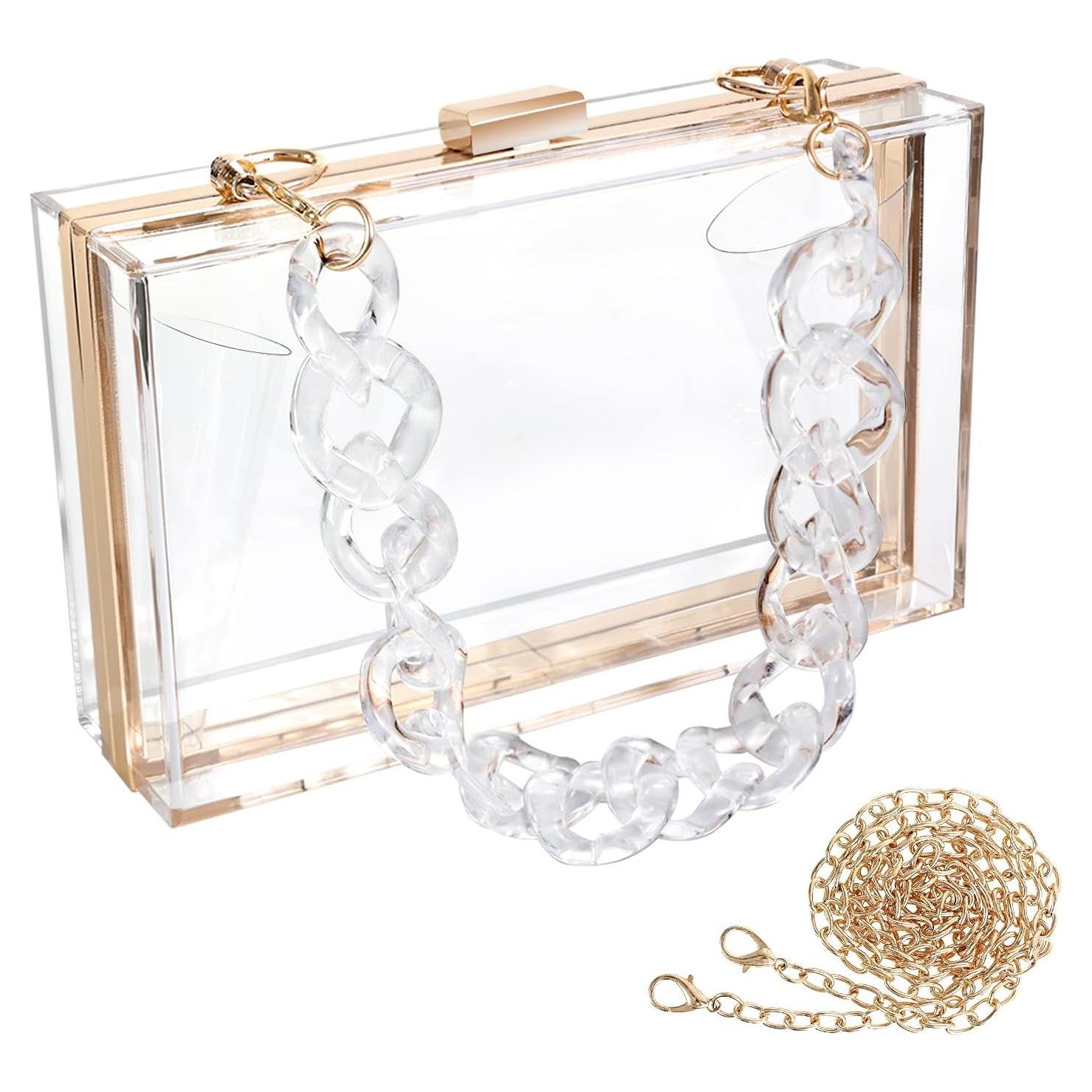 Bolso de mano acrílico transparente WJCD para mujeres 18x10.4cm