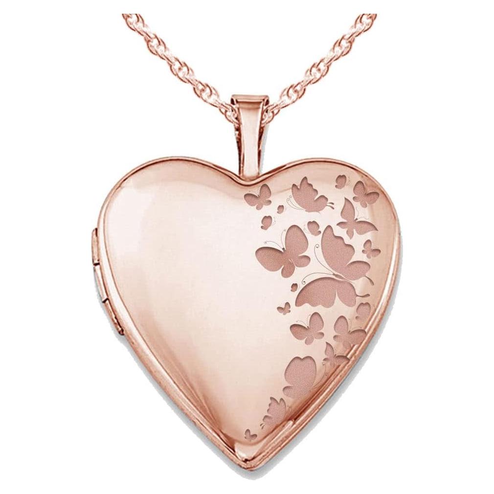Collar Locket Corazón Personalizado Oro Rosa 1.9 cm - PicturesOnGold