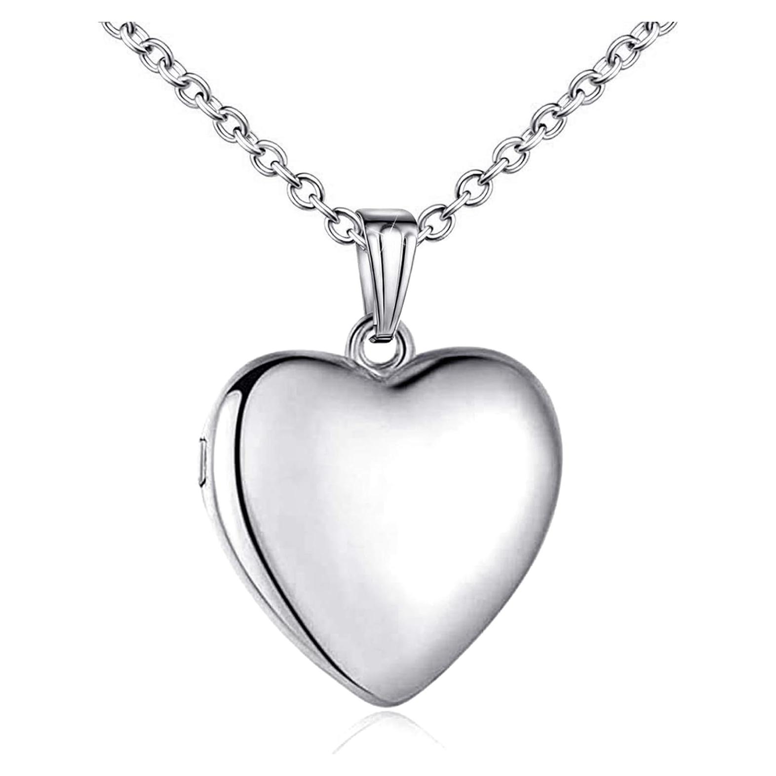 Collar Locket Corazón Plata Esterlina YOUFENG 40 cm Grabado