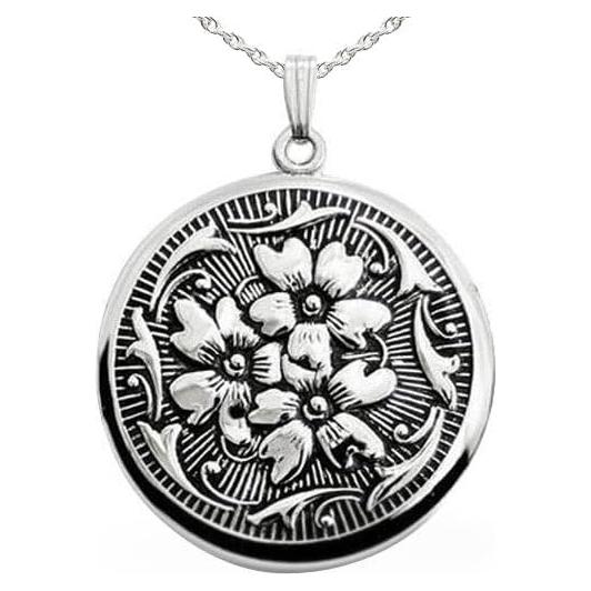 Locket de Foto Redondo Antiguo Plata Esterlina 3.18 cm - PicturesOnGold