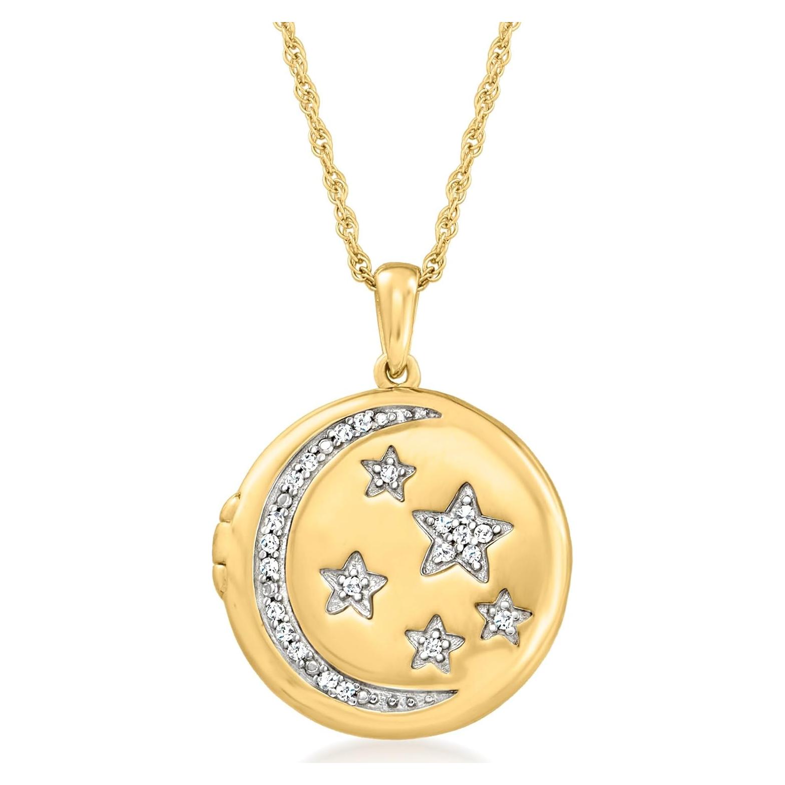 Collar de diamante 0.10 ct en oro 18k sobre plata esterlina 45.72 cm