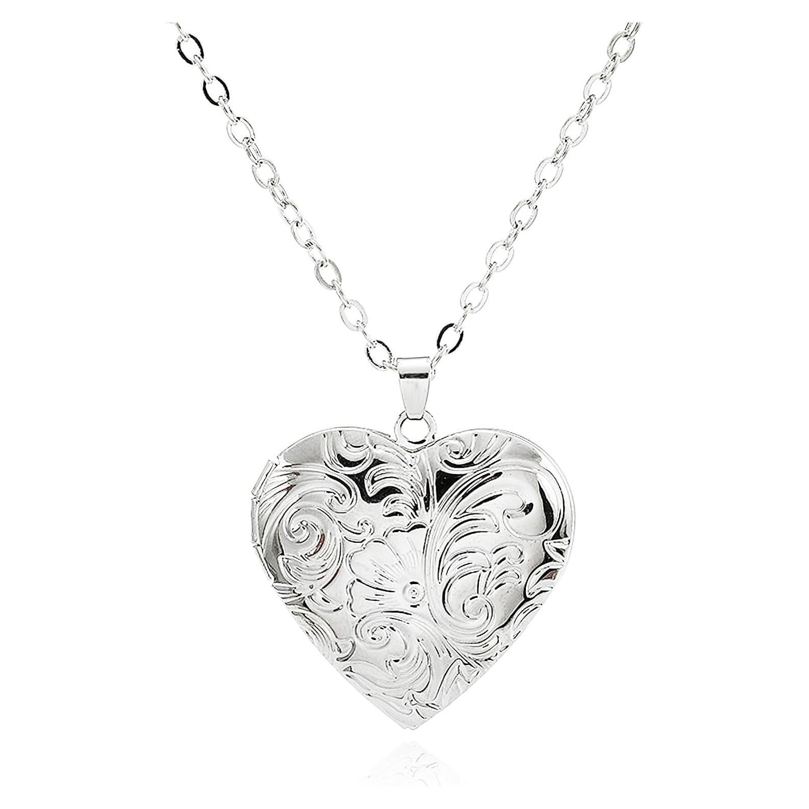 Collar medallón corazón POYAMUSE latón vintage 3.4 cm