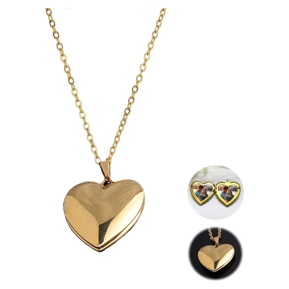 Collar medallón dorado YALLNASL corazón con foto 45 cm