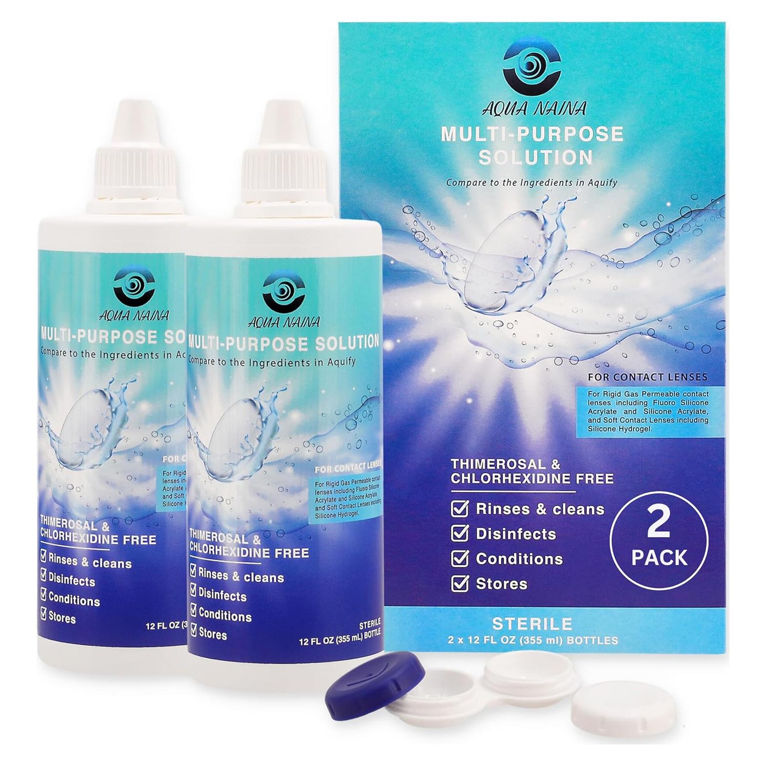 Solución de Contacto Aqua Naina - 354 ml Sin Conservantes - Paquete de 2