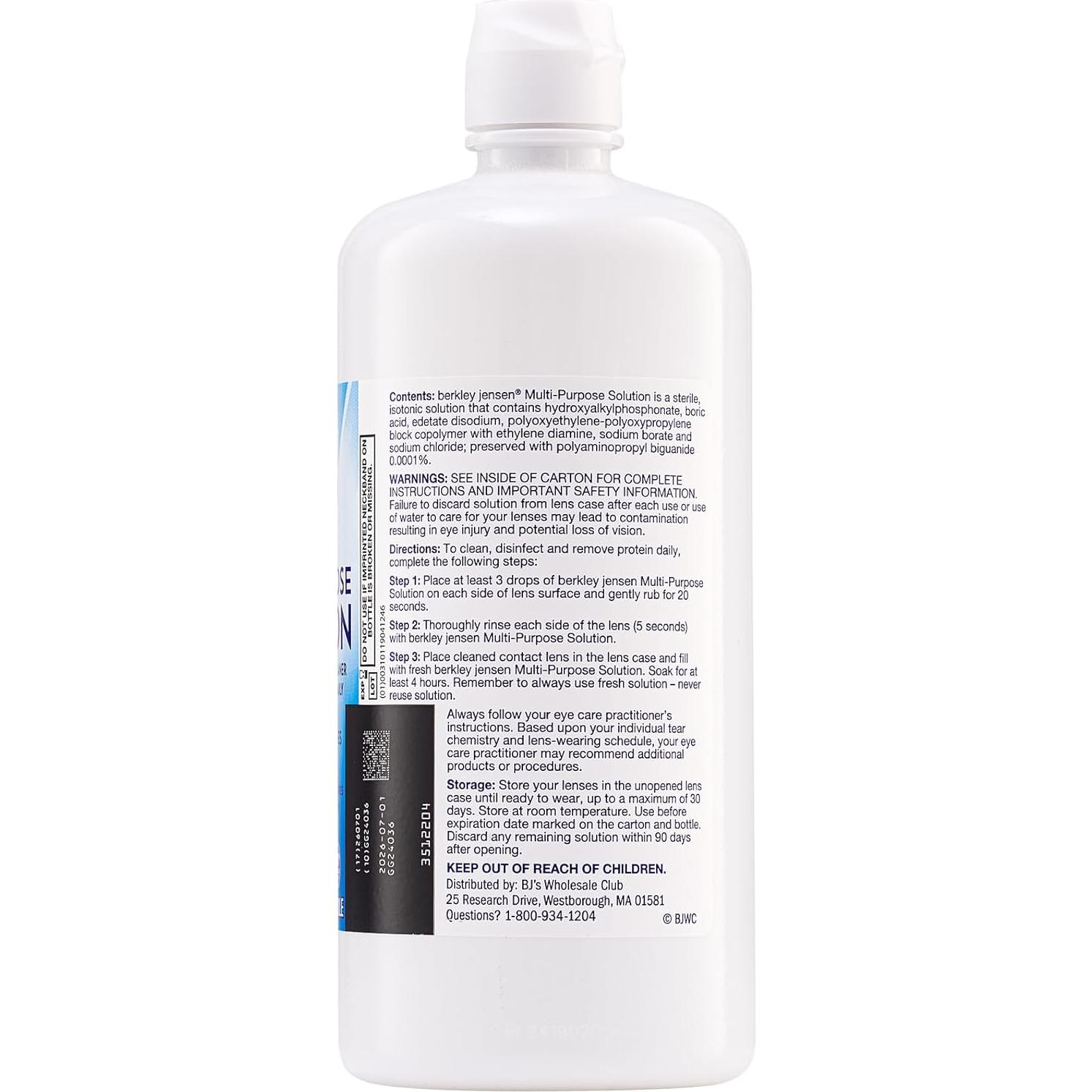 Solución Estéril Multiusos para Lentes Berkley Jensen 48 Oz