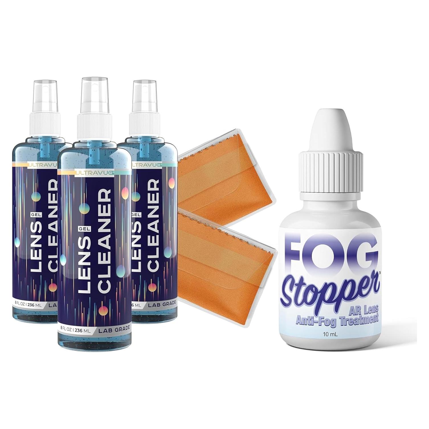 Kit Limpiador de Lentes UltraVue - 3 x 236ml + 2 Paños Microfibra