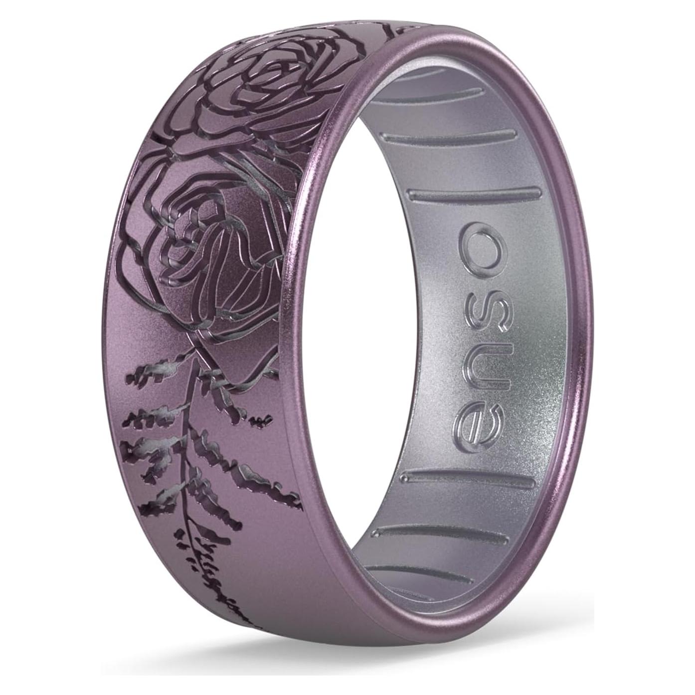 Anillo de Silicona Grabado Enso - Talla 5 - Ciruela Suave