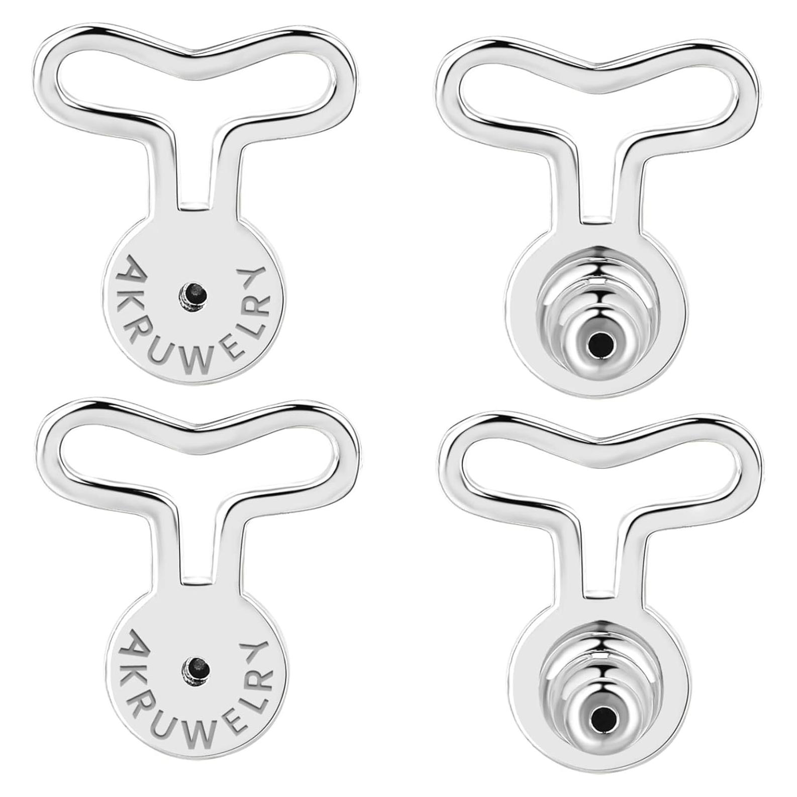 Soportes para Pendientes AKRUWELRY Oro Blanco 4 Piezas