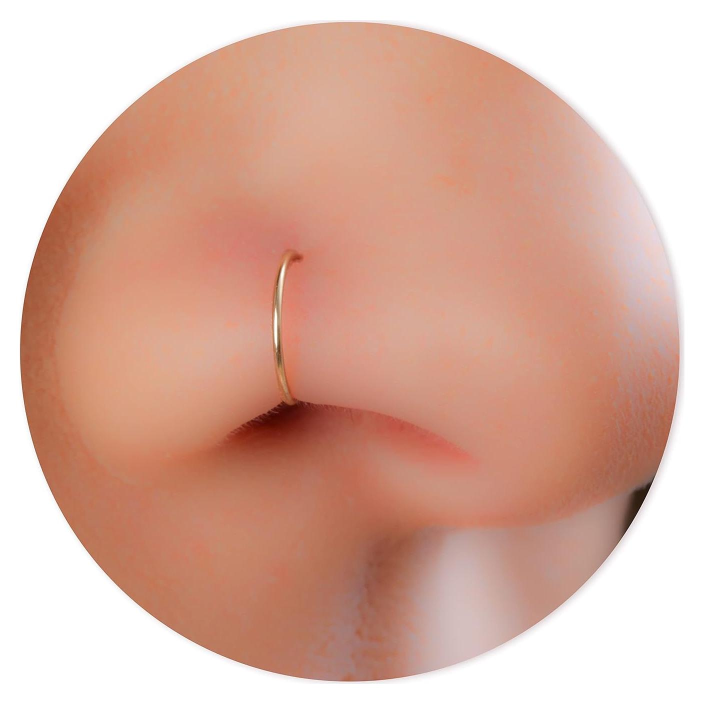 Aro Nasal de Oro 14k 7mm para Mujeres - Joyería Hecha a Mano