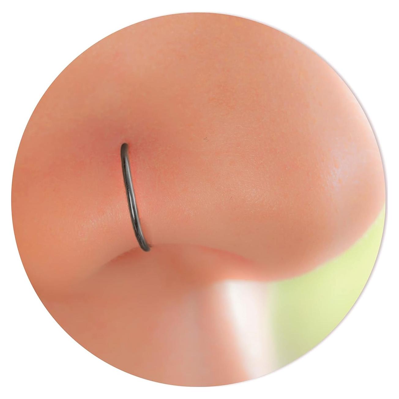 Aro de Nariz Negro 22G - Joyería de Plata Esterlina 925