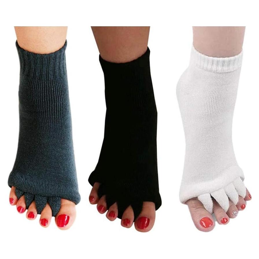 AIBEARTY 3 Pares Calcetines Separadores de Dedos para Yoga y Deporte