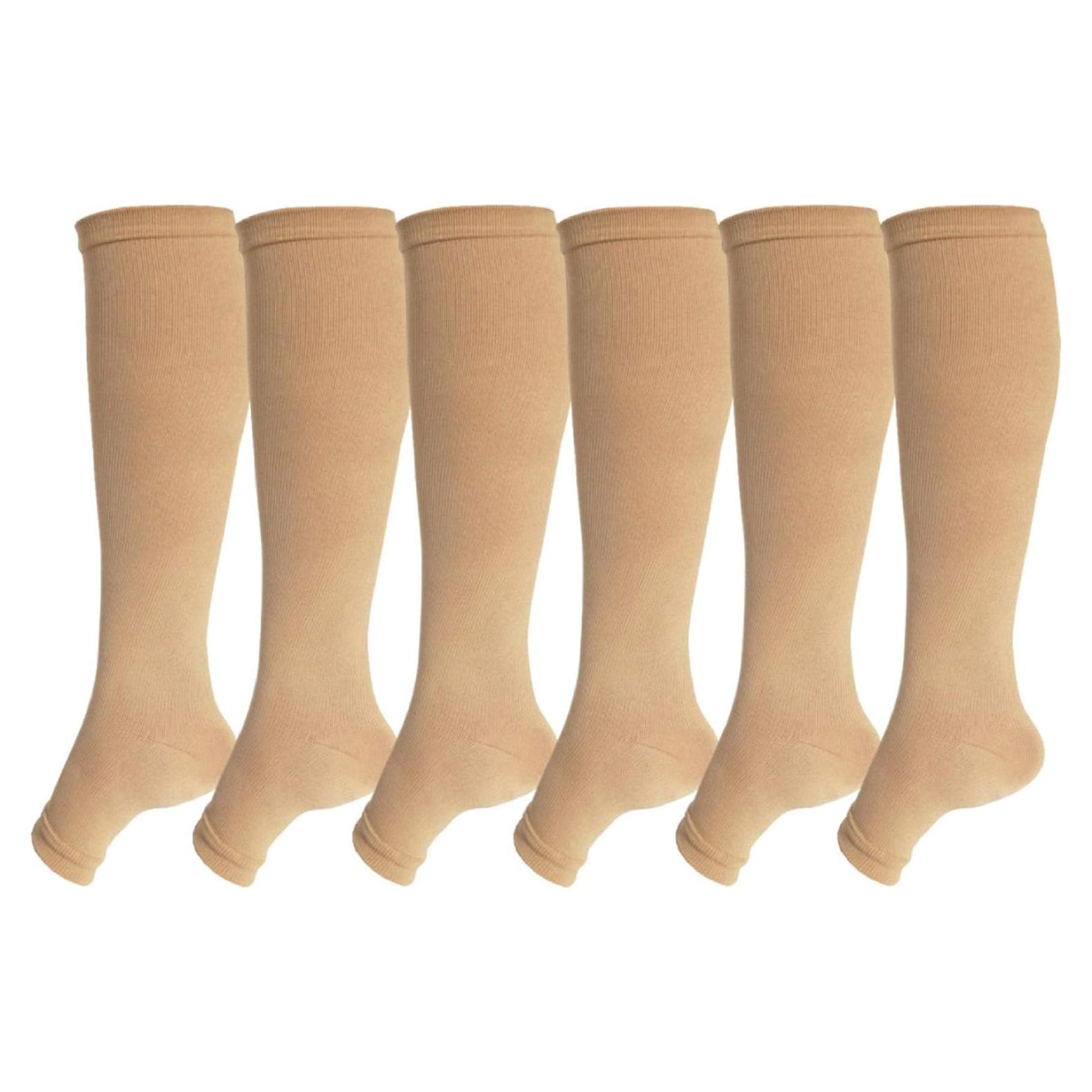 Calcetines de Compresión Sin Punta SKUNDU 15-20 mmHg 6 Pares