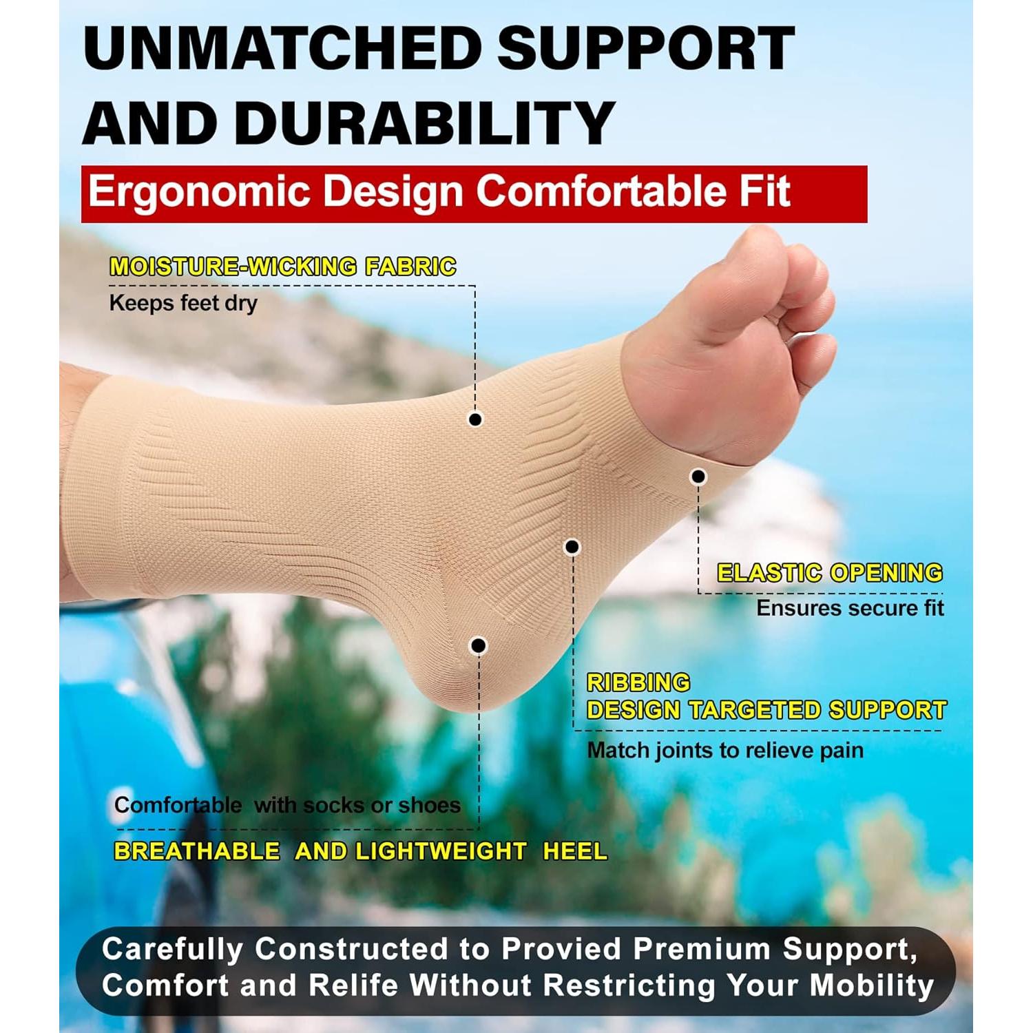 Manguito de Compresión para Tobillo KEKING - 20-30mmHg Beige