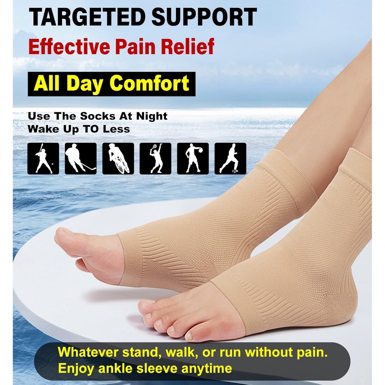 Manguito de Compresión para Tobillo KEKING - 20-30mmHg Beige