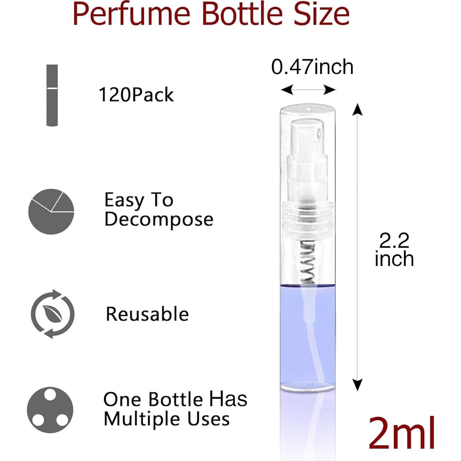 Botellas de Spray Mini Csdtylh 120 Pcs 2ml Transparente