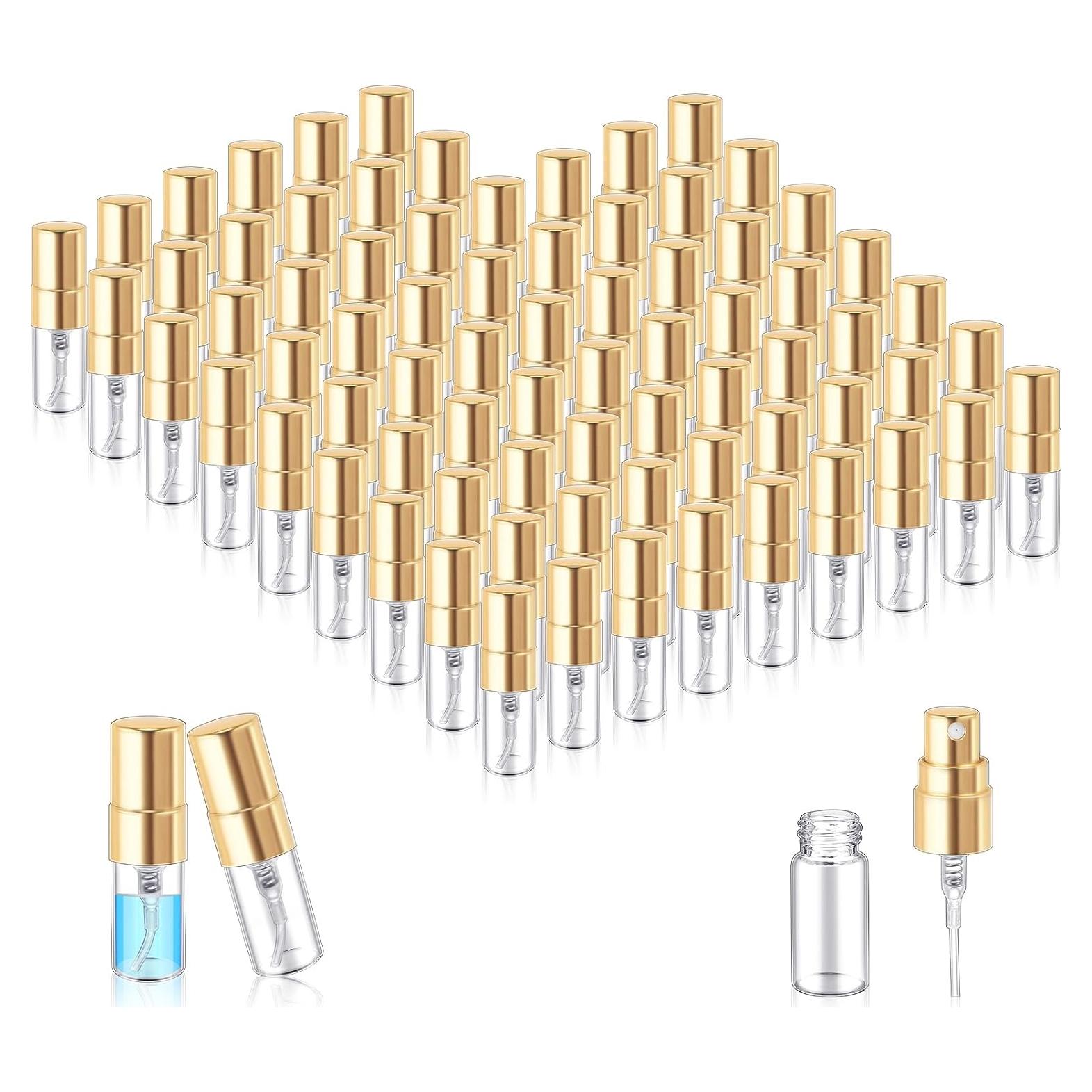75 Mini Botellas de Spray de Vidrio Zhehao 2 ml Tapa Dorada