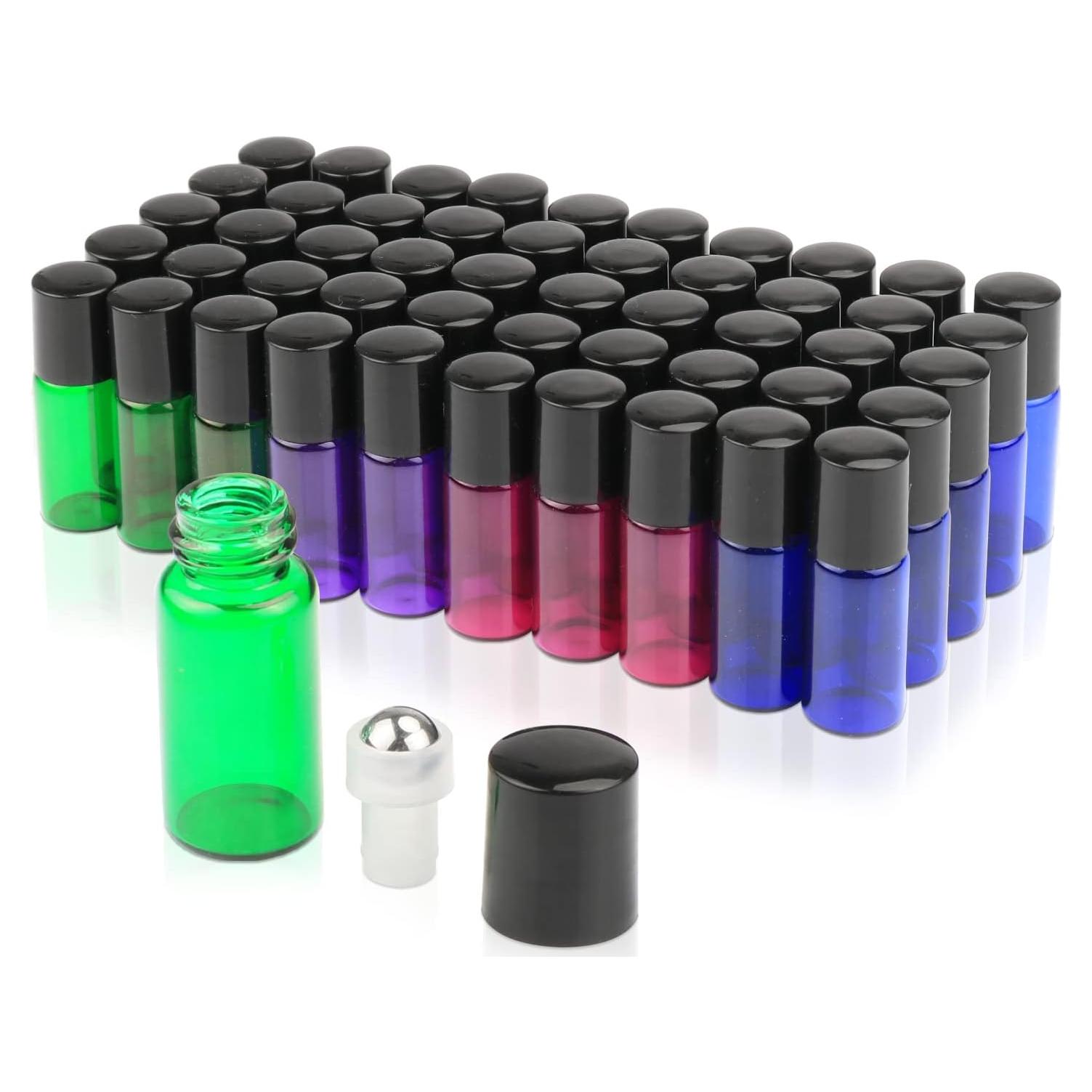 Paquete de 50 Botellas de Vidrio 3ml con Rodillo Furnido