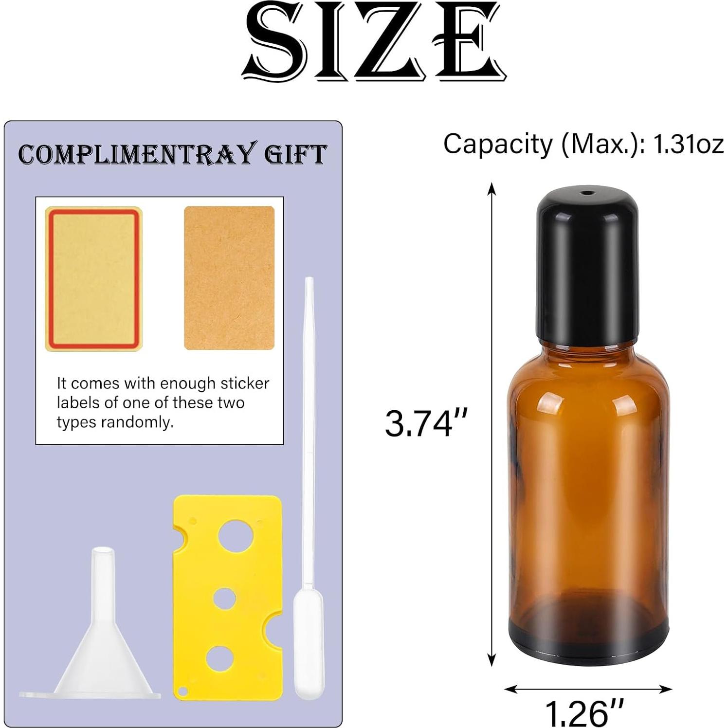 Paquete de 3 Botellas de Rodillo 30ml RAMFIYN Ámbar Reutilizables