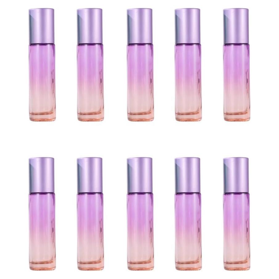 10 Botellas de Rodillo de Vidrio YORROR 10ml Morado Reutilizables