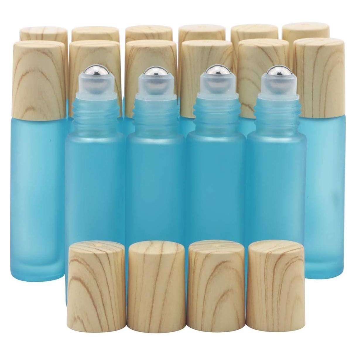 Botellas de Aceite Esencial Ellbest 16pcs 10ml Vidrio Cian-azul Mate