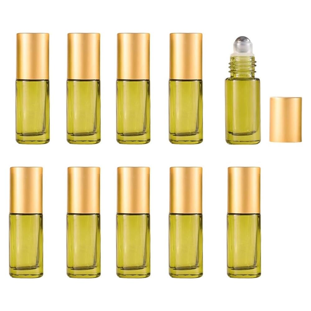 Paquete de 10 botellas de rodillo de vidrio YORROR 5ml verdes