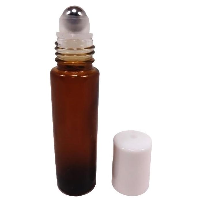 Botella de vidrio ámbar 10 ml con rodillo de metal - Perfume Studio