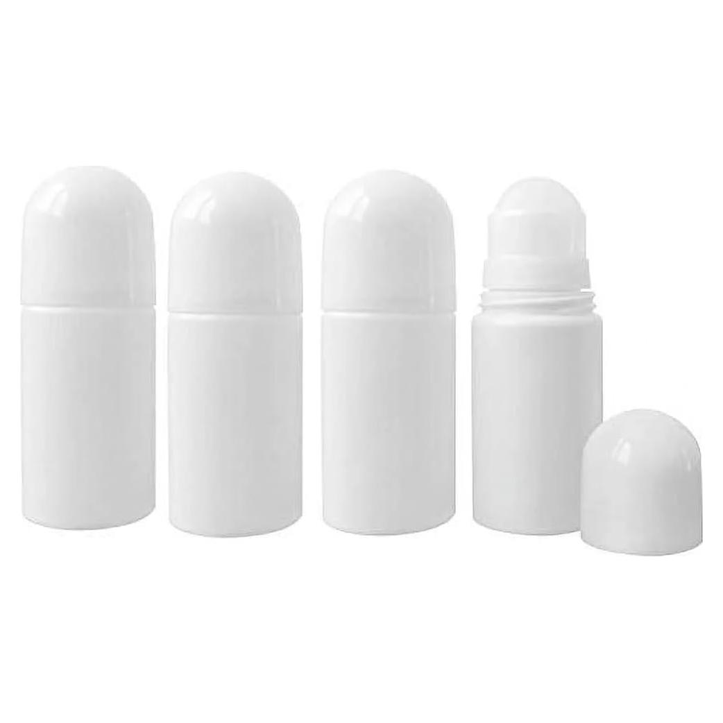 4 Botellas Reutilizables Roll On 50ml WsjiaboFux Blancas