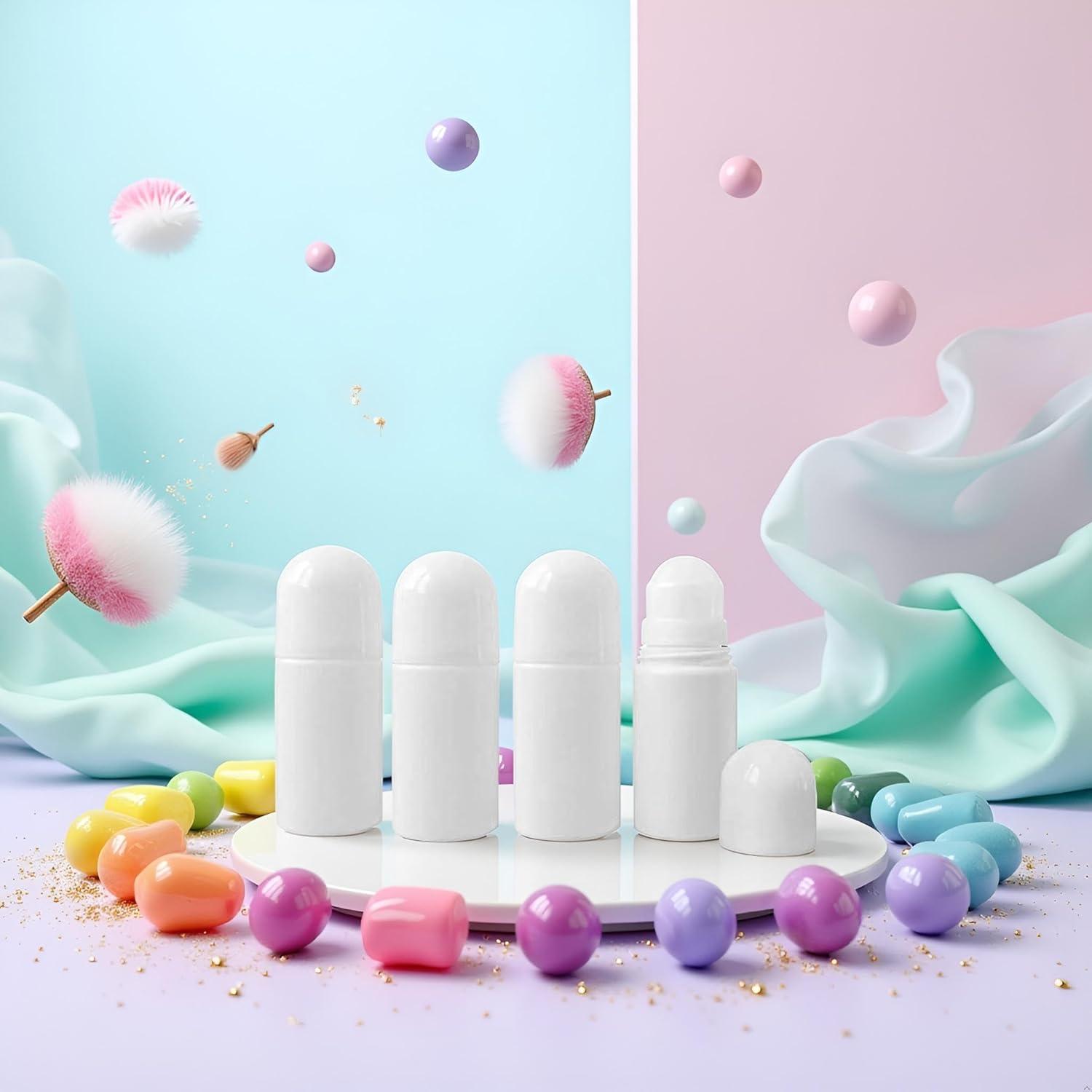 4 Botellas Reutilizables Roll On 50ml WsjiaboFux Blancas