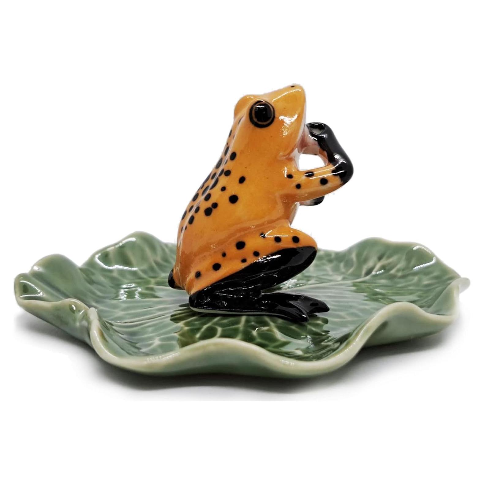 Soporte de Incienso Rana Cerámica Amarillo Negro 10.2x8.9 cm