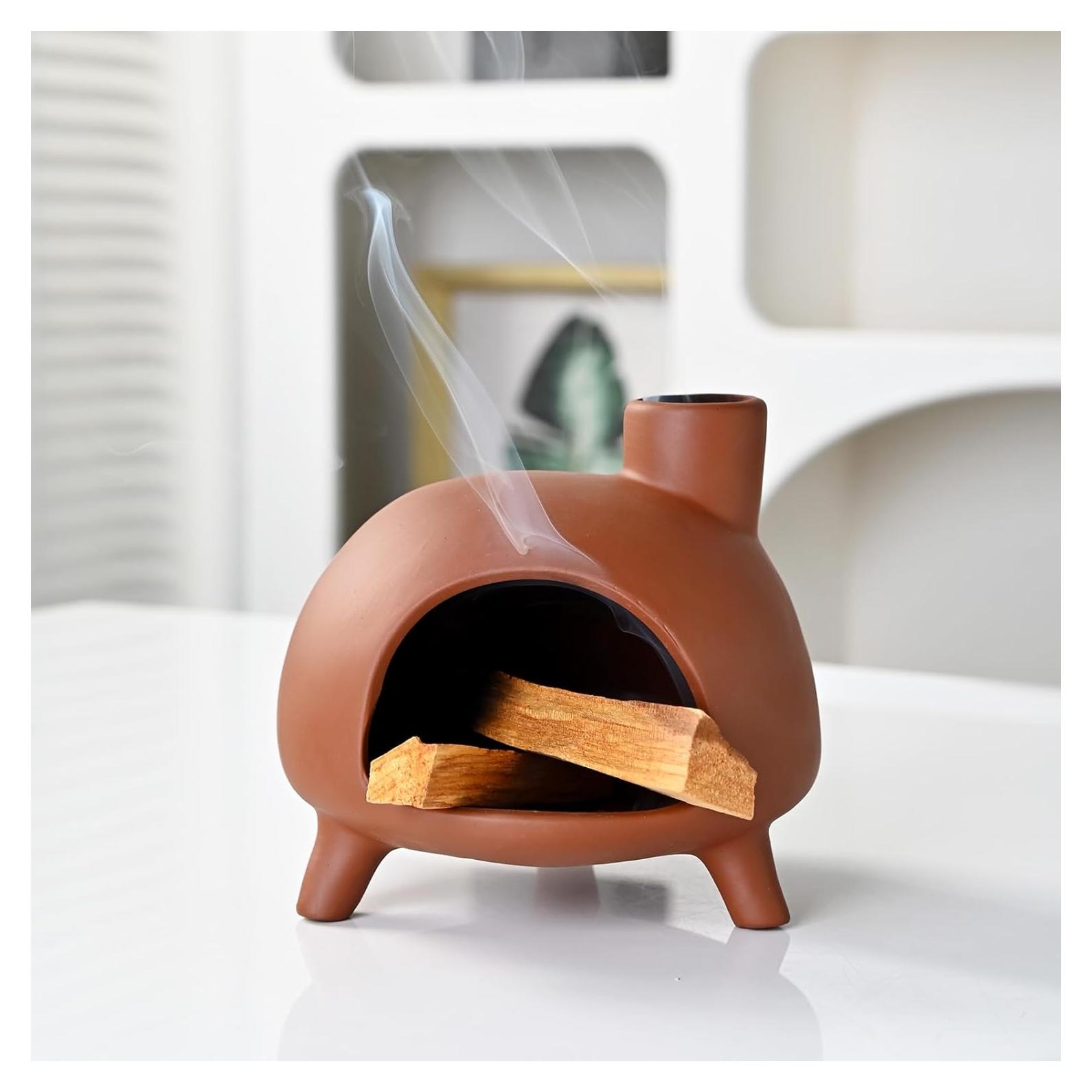 Soporte de Cerámica Zvaiuk para Palo Santo - Mini Chimenea Amarillo