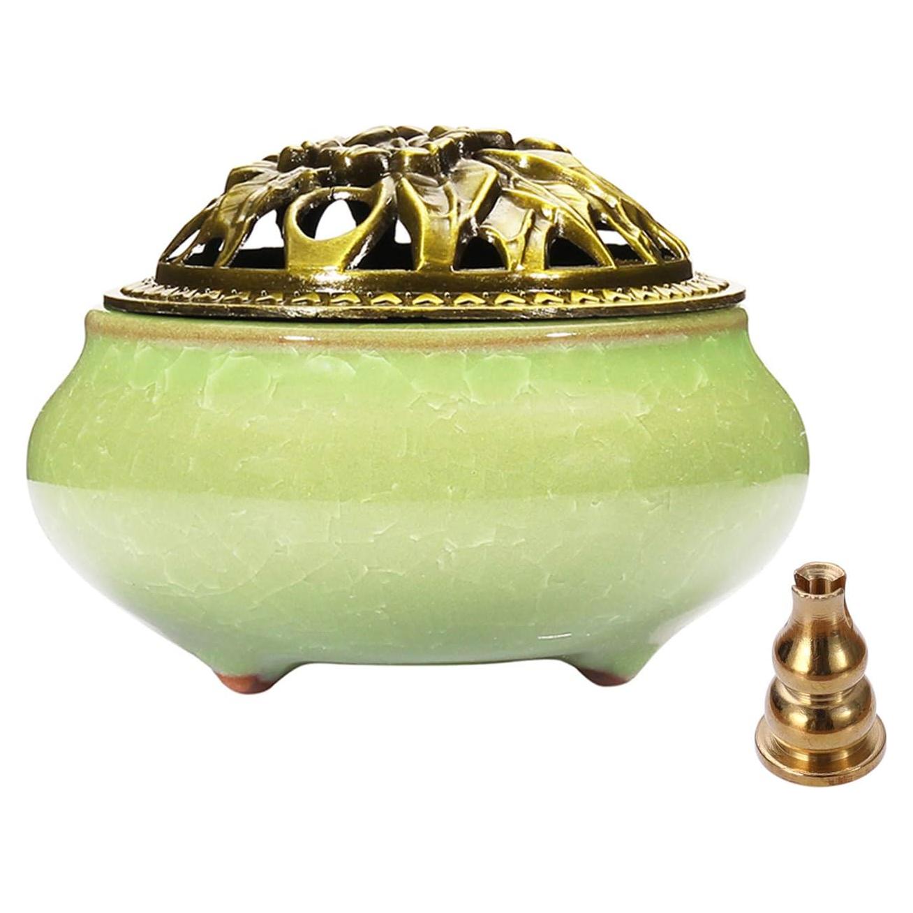 Quemador de Incienso MIUPOO Cerámica Verde Claro 10cm