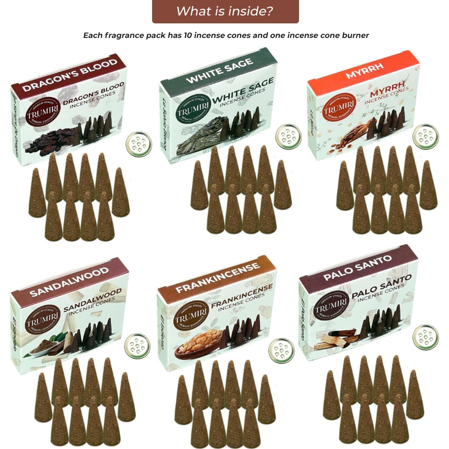 Conos de Incienso Trumiri Woody - 60 Conos Aromatizados